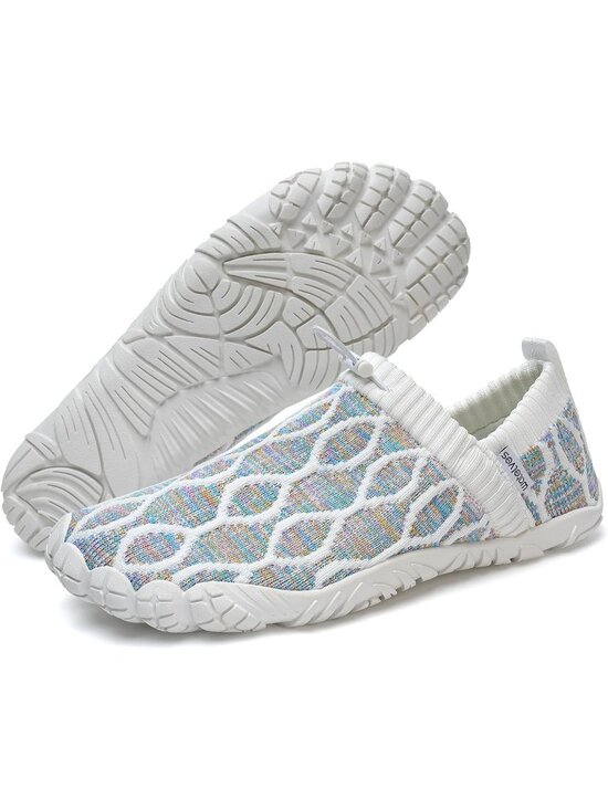 ?Men\'s Mixed White Knit Pull on Comfortable Elastic Adjustable Non Slip Shoes main image 4
